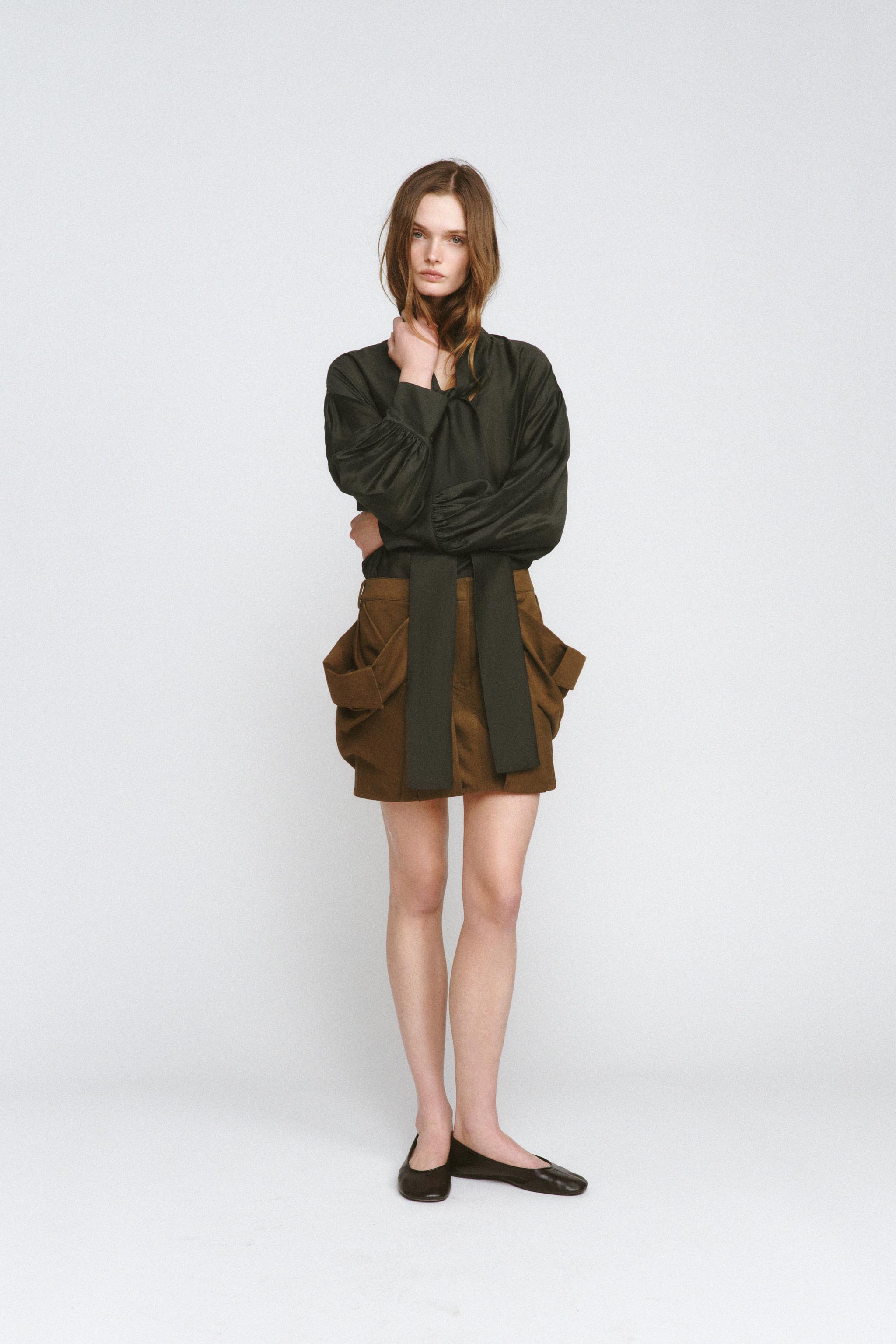 SATIN EFFECT SHIRT WITH TIES ZW COLLECTION